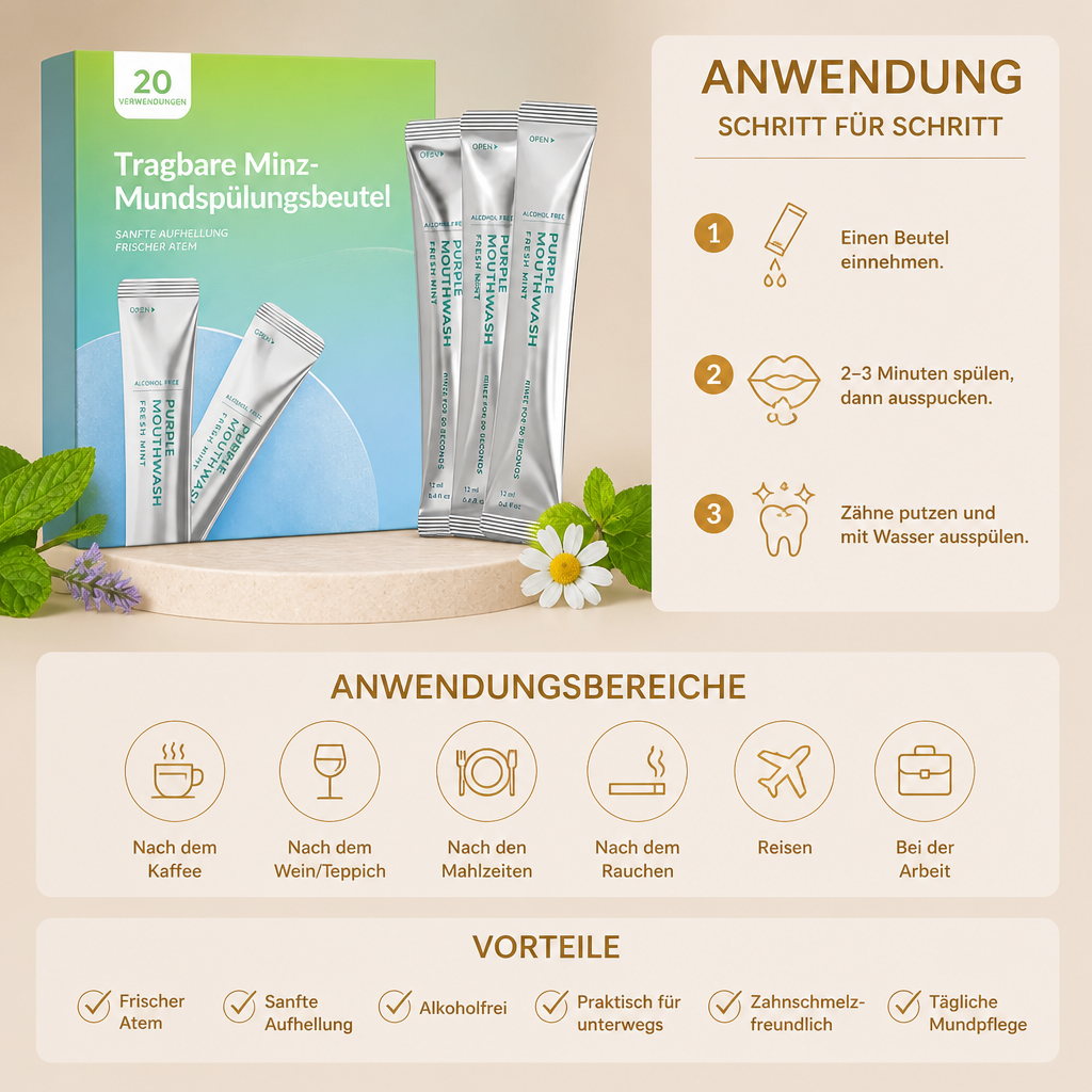 Tragbare Minz-Mundspülungsbeutel – Frische Mundpflege für den täglichen Gebrauch
