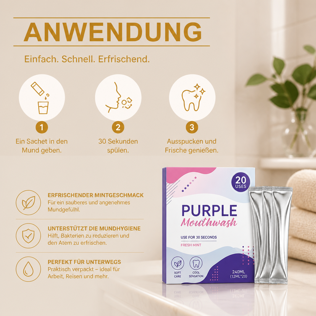 Lila Erfrischende Mundspülung – Tägliche Frische für eine saubere Mundpflegeroutine