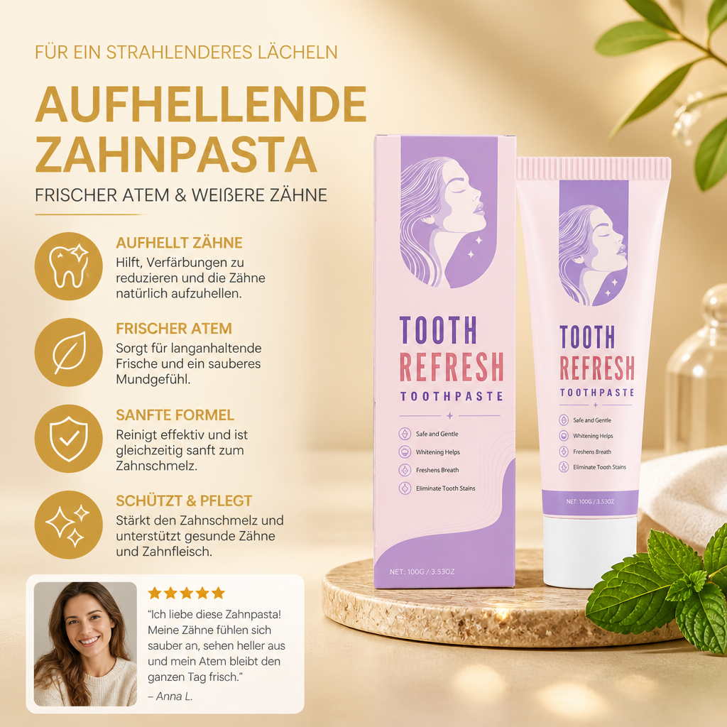 Erfrischende Zahnaufhellende Zahnpasta – Für ein strahlenderes Lächeln & frischen Atem