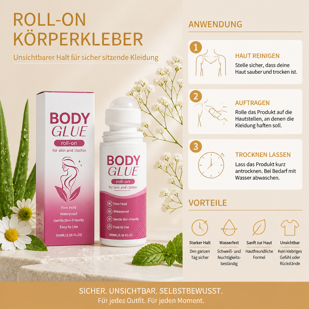 Roll-On Körperkleber – Unsichtbarer Halt Für Sicher Sitzende Kleidung