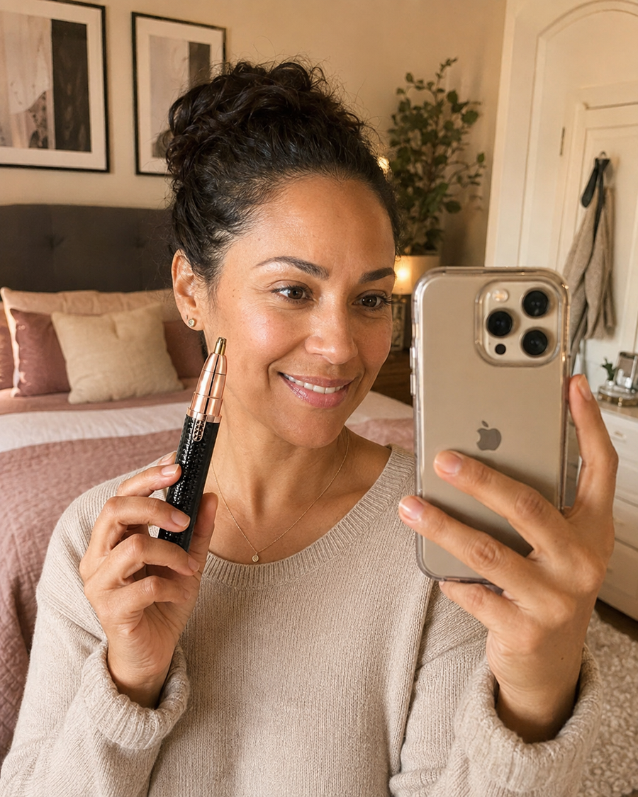 Kundin integriert den 3-in-1 Precision Electric Beauty Trimmer in ihre tägliche Beauty-Routine