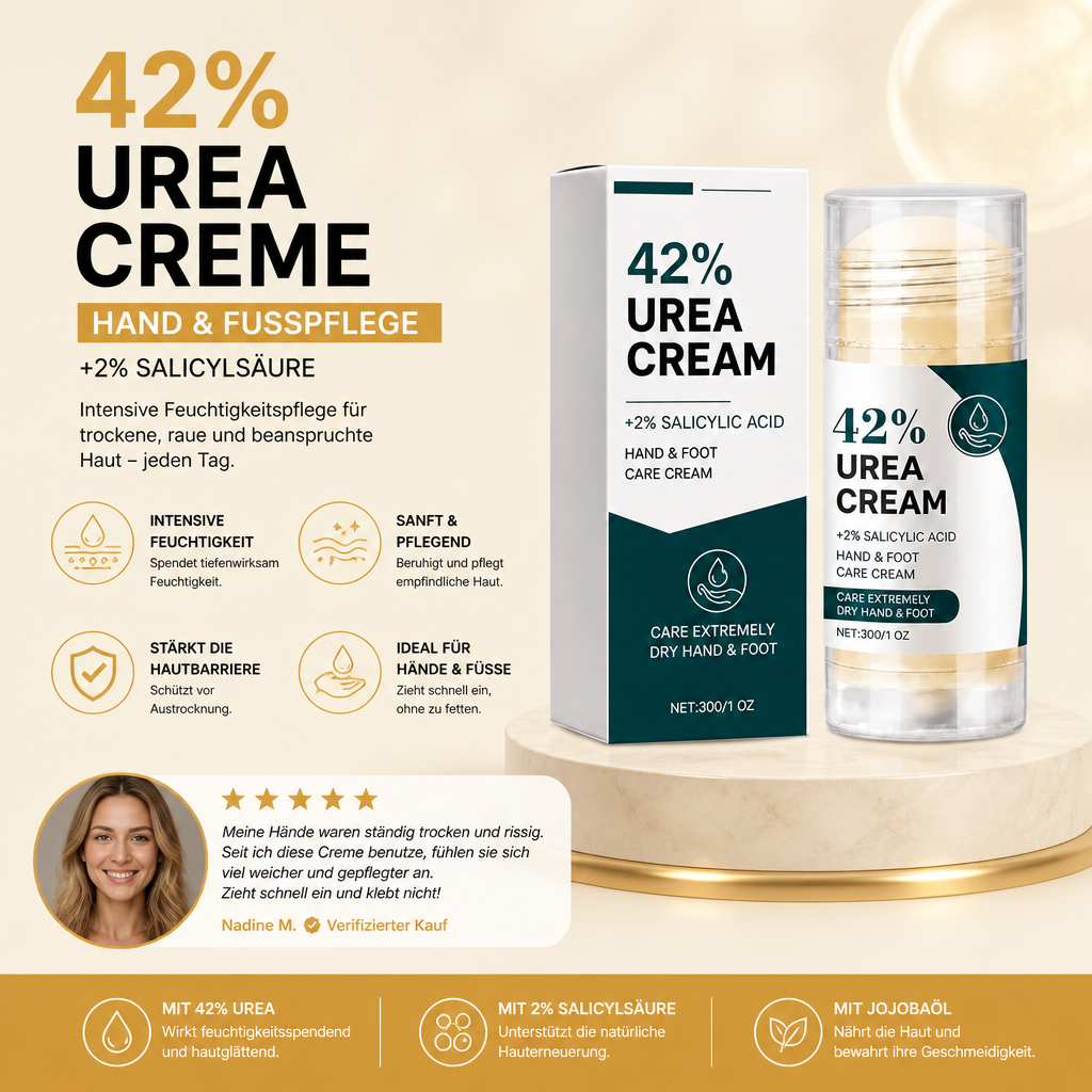 42 % Urea-Hand- & Fußcreme – Intensive Feuchtigkeitspflege für Weiche, Glatte Haut