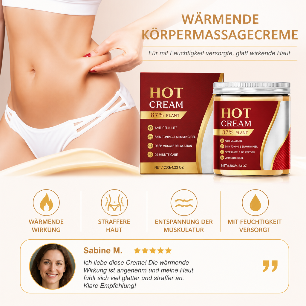 Wärmende Körpermassagecreme für mit Feuchtigkeit versorgte, glatt wirkende Haut