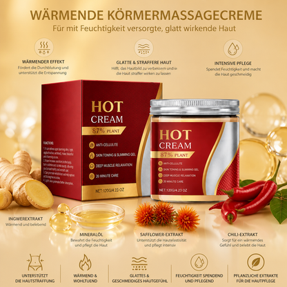 Wärmende Körpermassagecreme für mit Feuchtigkeit versorgte, glatt wirkende Haut