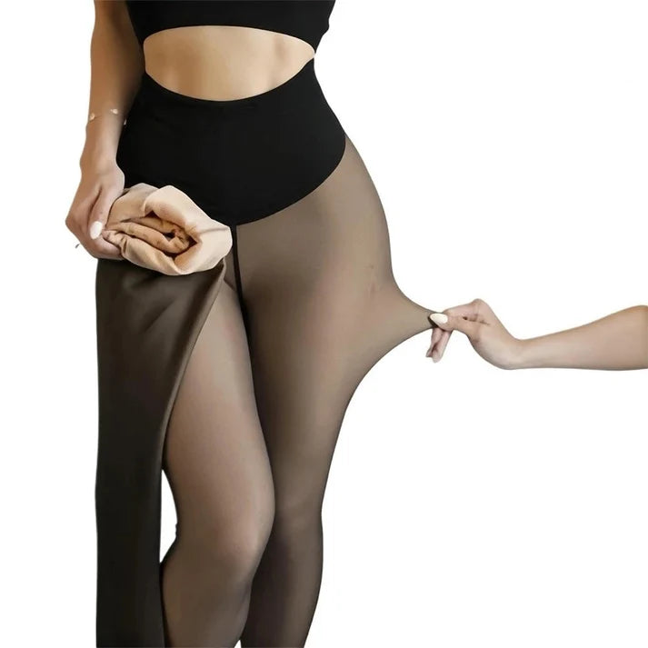 Damen-Strumpfhose mit Fleece-Futter und Formendem Taillenbund