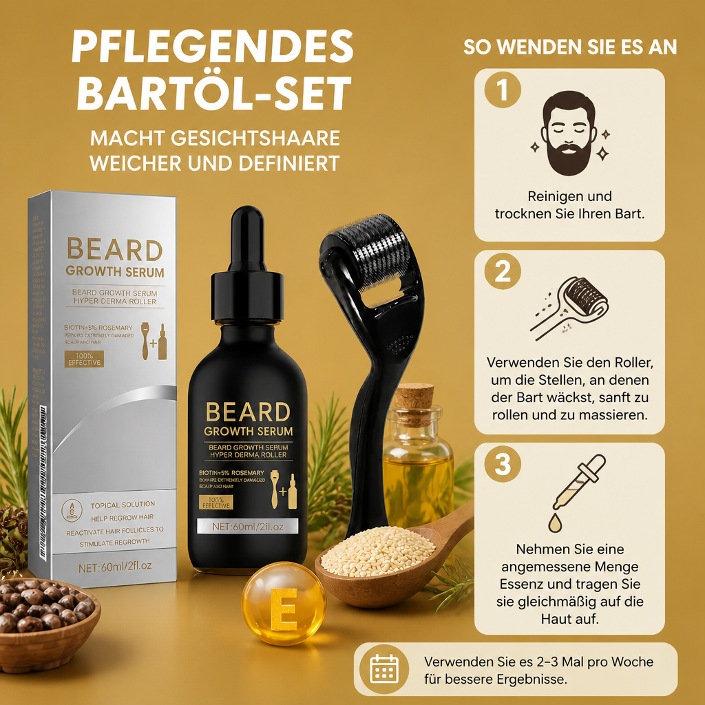 Pflegendes Bartöl-Set – Macht Gesichtshaare Weicher und Definiert Sie