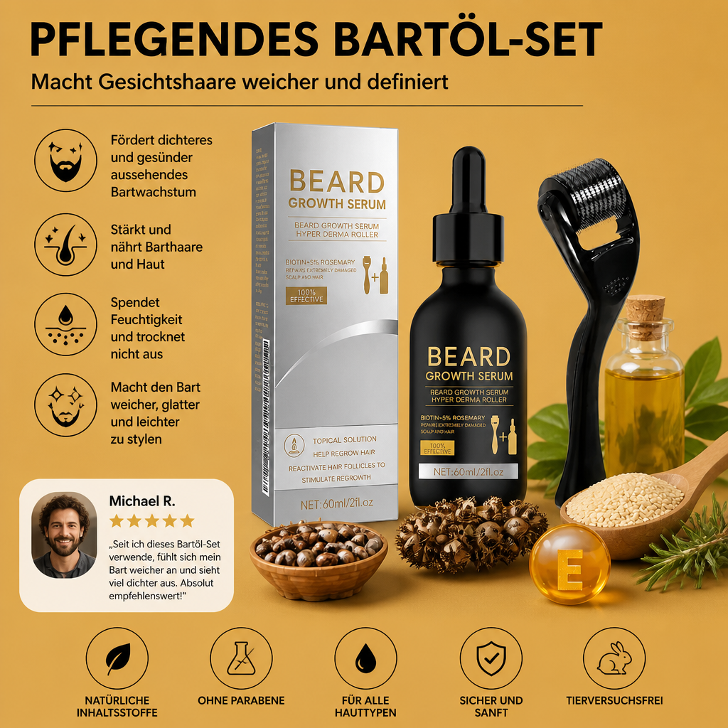 Pflegendes Bartöl-Set – Macht Gesichtshaare Weicher und Definiert Sie