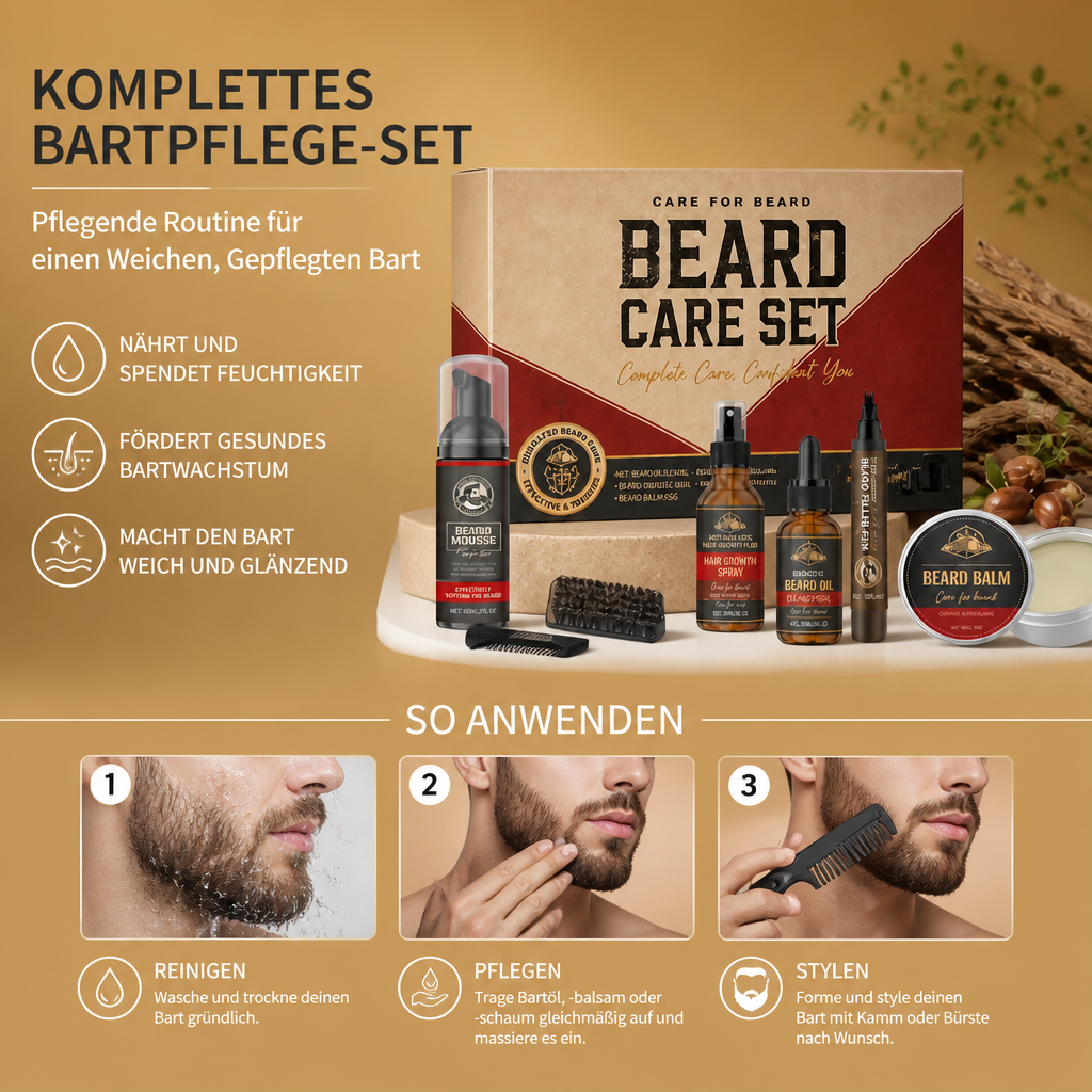 Komplettes Bartpflege-Set – Pflegende Routine für einen Weichen, Gepflegten Bart