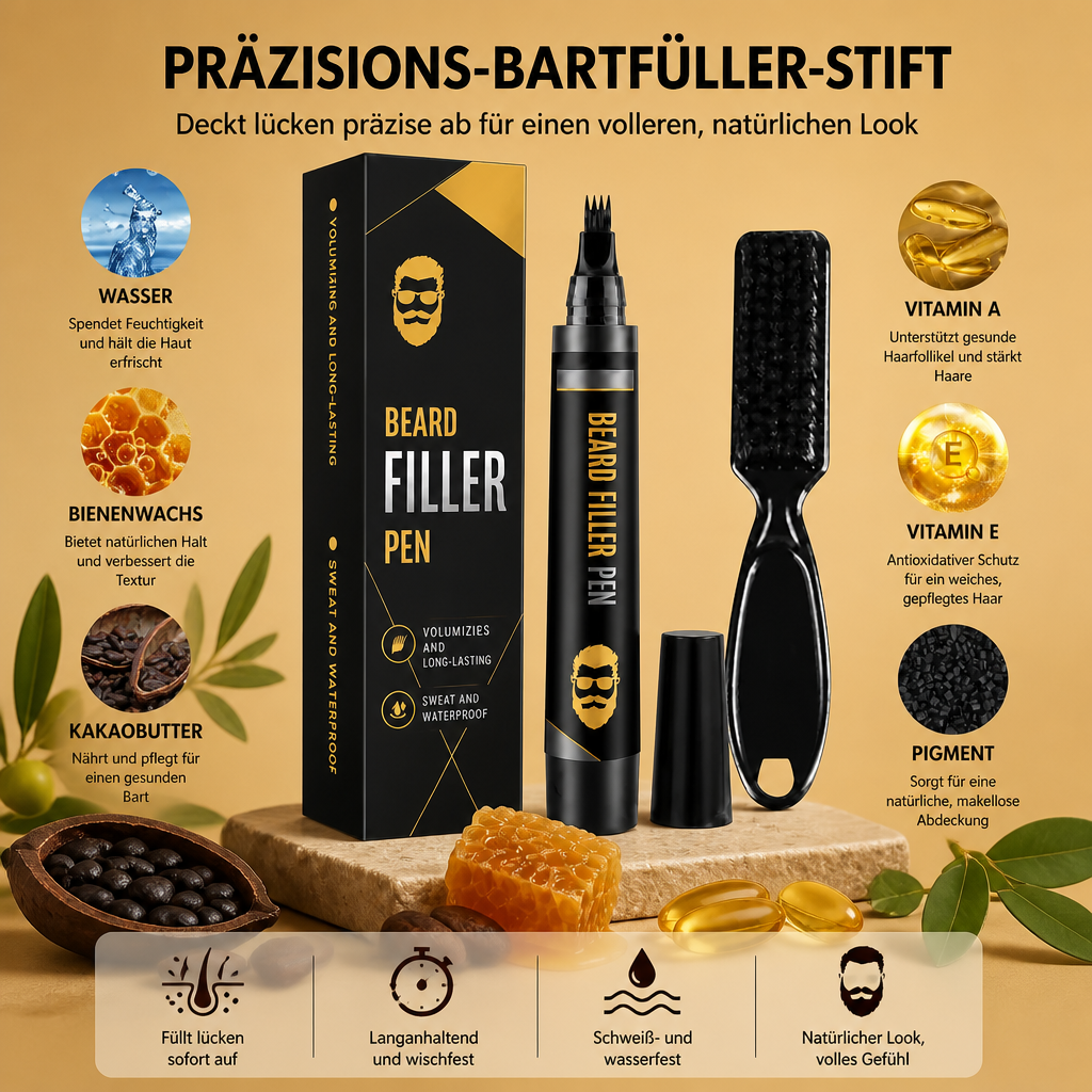 Präziser Bartfüller-Stift – Natürlich Wirkende Abdeckung für Vollere Bartstyles