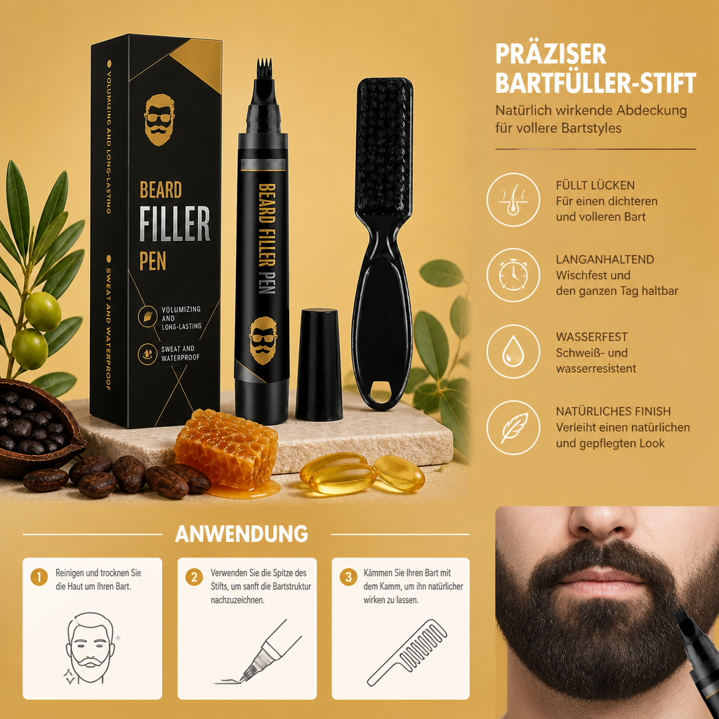 Präziser Bartfüller-Stift – Natürlich Wirkende Abdeckung für Vollere Bartstyles