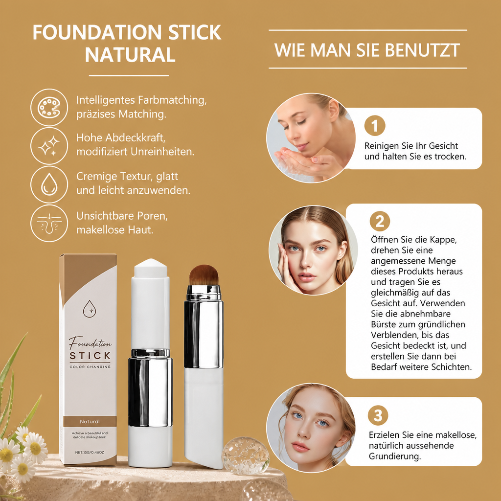 Natürlicher Foundation-Stick – Glatte Deckkraft mit Feuchtigkeitsspendendem Finish