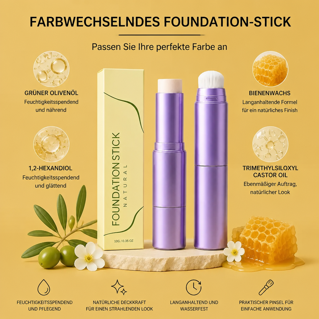 Foundation-Stick mit Pinsel – Glatte, natürliche Deckkraft für das tägliche Make-up