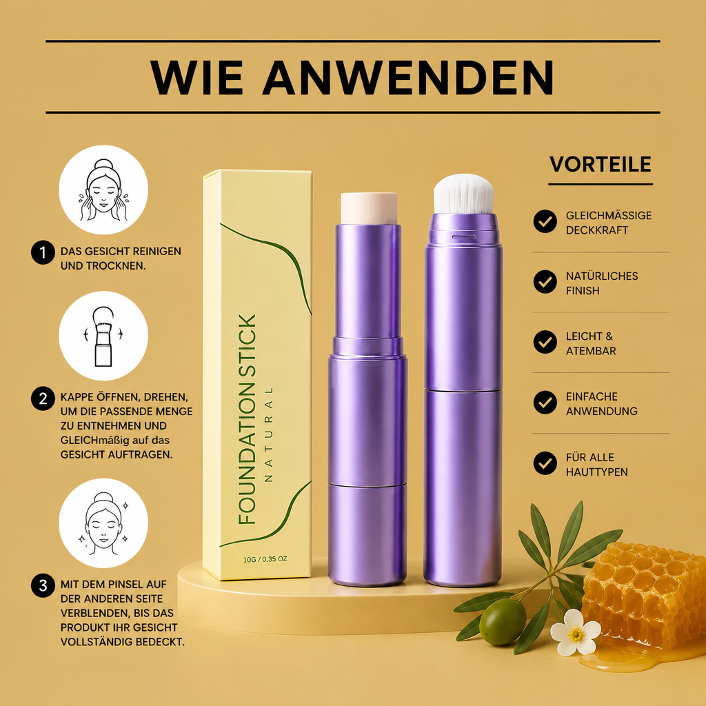 Foundation-Stick mit Pinsel – Glatte, natürliche Deckkraft für das tägliche Make-up