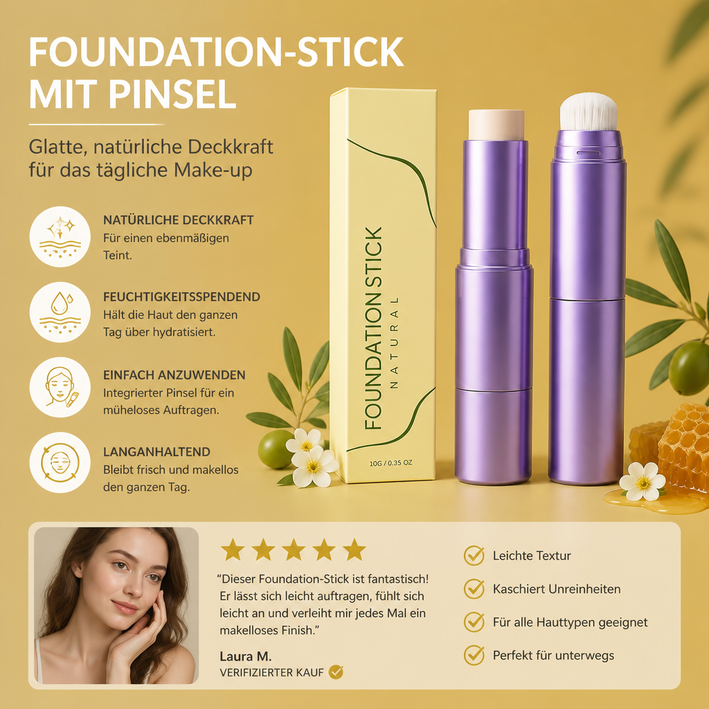 Foundation-Stick mit Pinsel – Glatte, natürliche Deckkraft für das tägliche Make-up