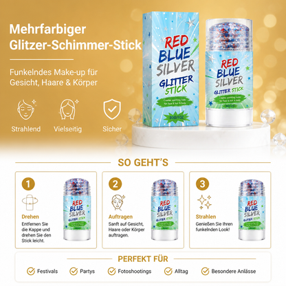 Mehrfarbiger Glitzer-Schimmer-Stick – Funkelndes Make-up für Gesicht, Haare & Körper