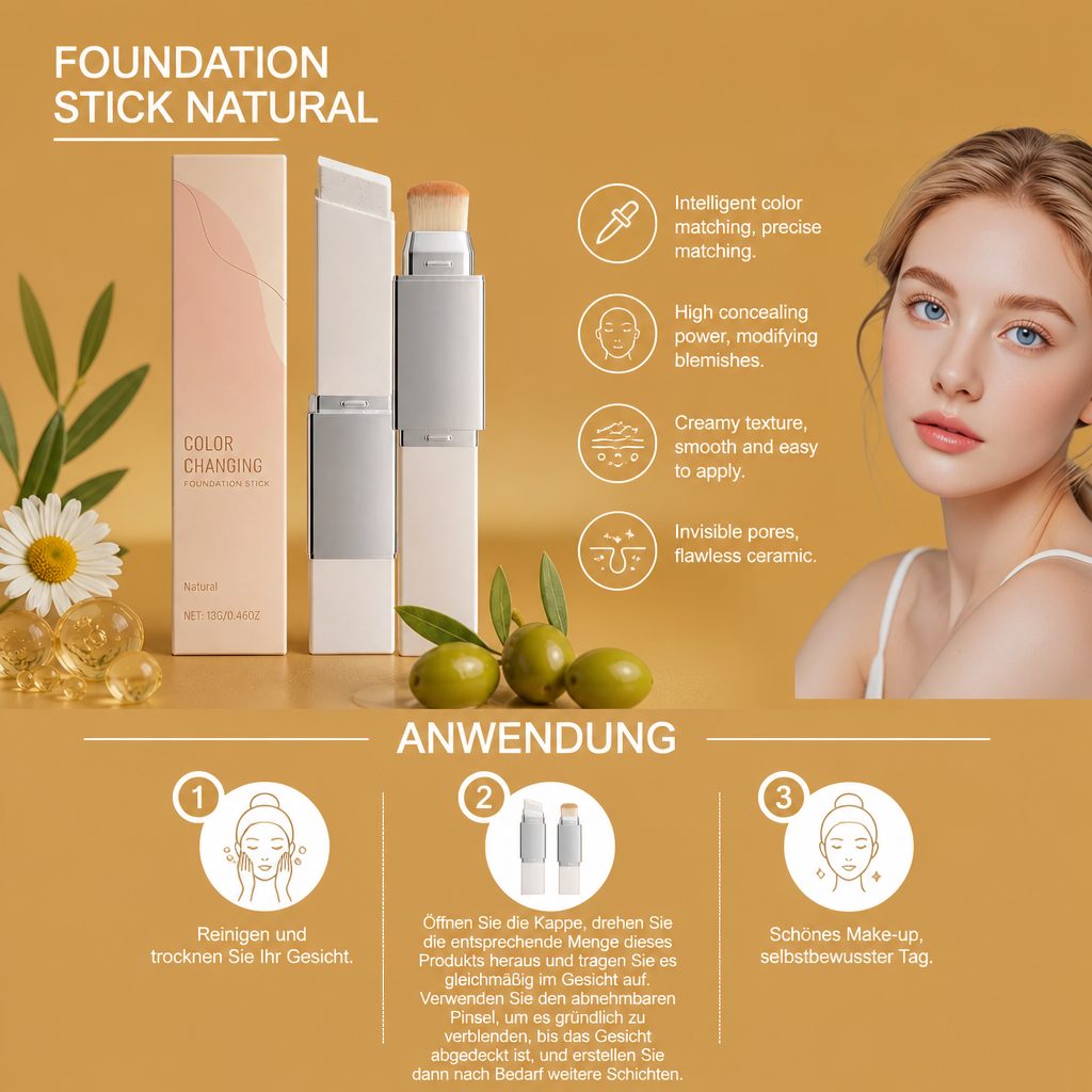 Farblich Anpassender Foundation-Stick – Glatte Make-up-Basis mit Natürlichem Finish