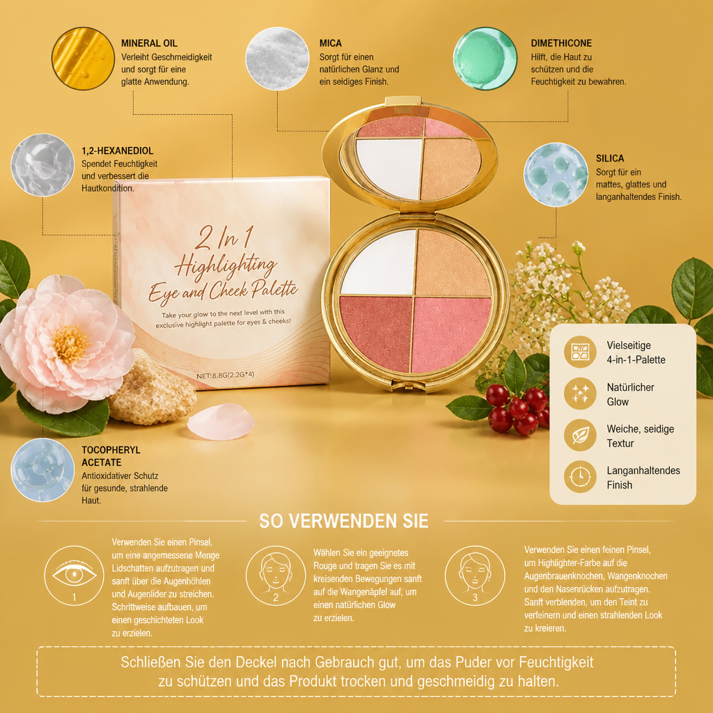 Strahlendes Multi-Use-Gesichtspuder für Augen, Wangen & Highlighter-Glow
