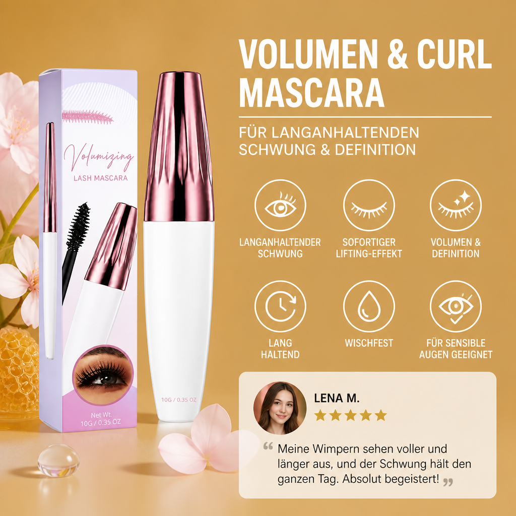 Volumen- & Curl-Mascara für Langanhaltenden Schwung & Definition