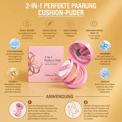 2-in-1 Cushion-Puder-Foundation – Leichtes Glattes, Mattes Finish