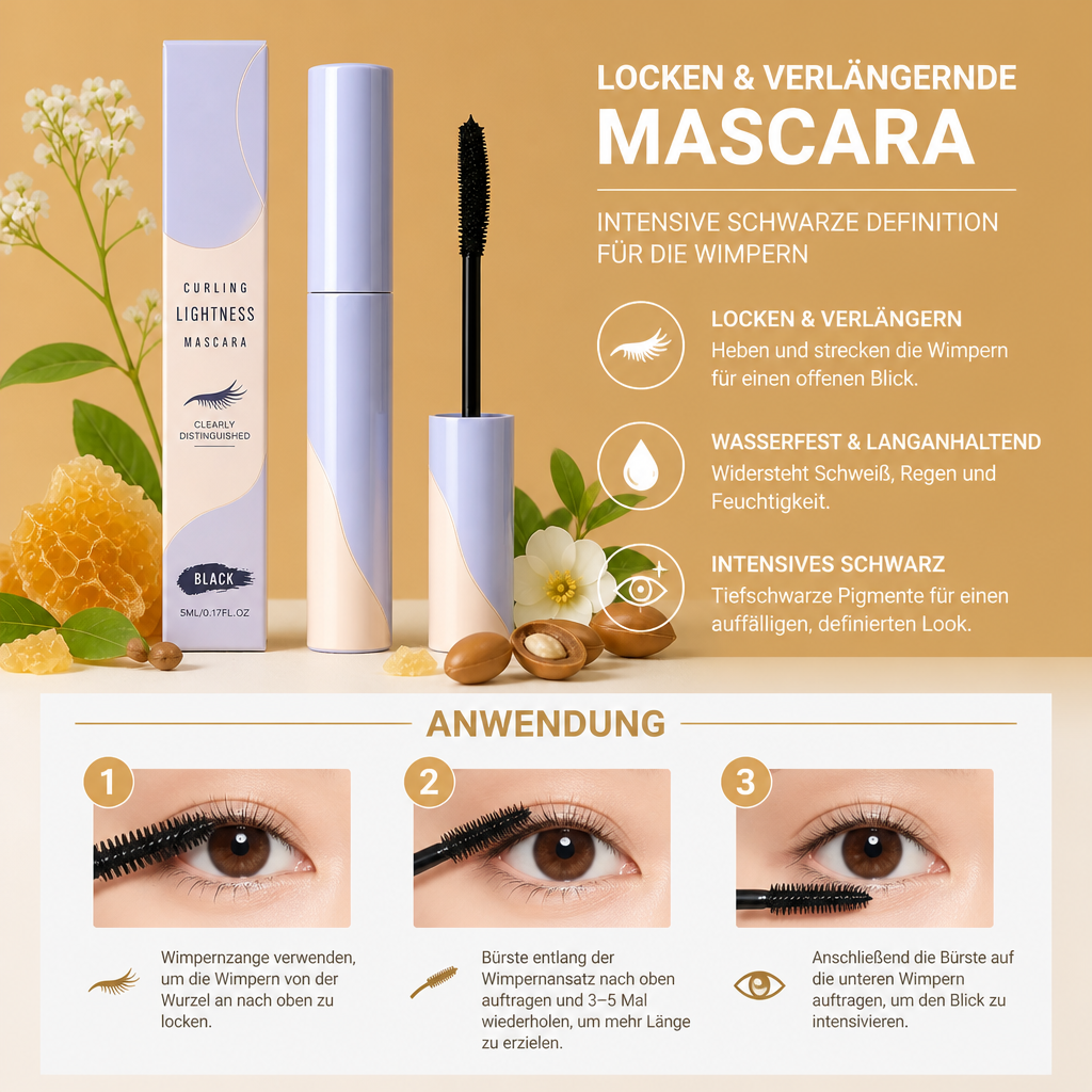 Curling & Verlängernde Mascara – Intensive Schwarze Definition Für Die Wimpern