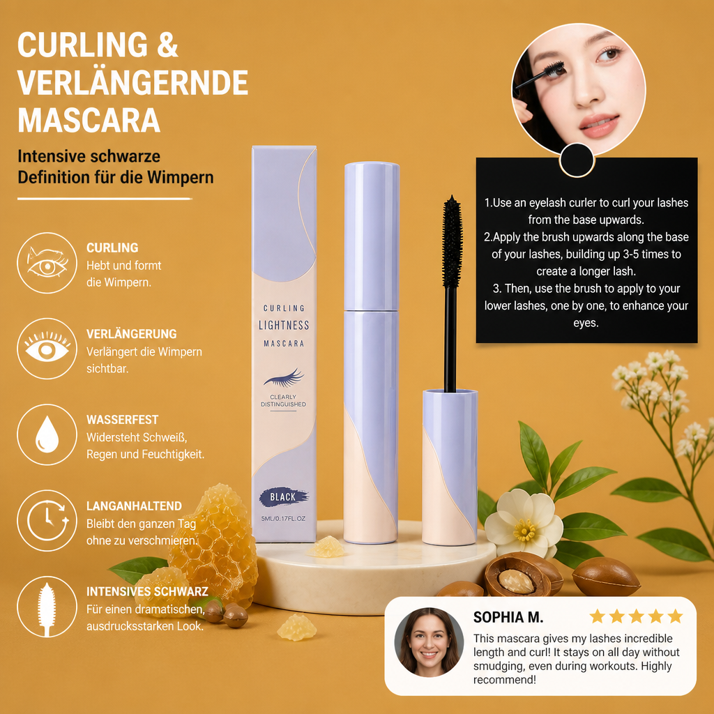 Curling & Verlängernde Mascara – Intensive Schwarze Definition Für Die Wimpern