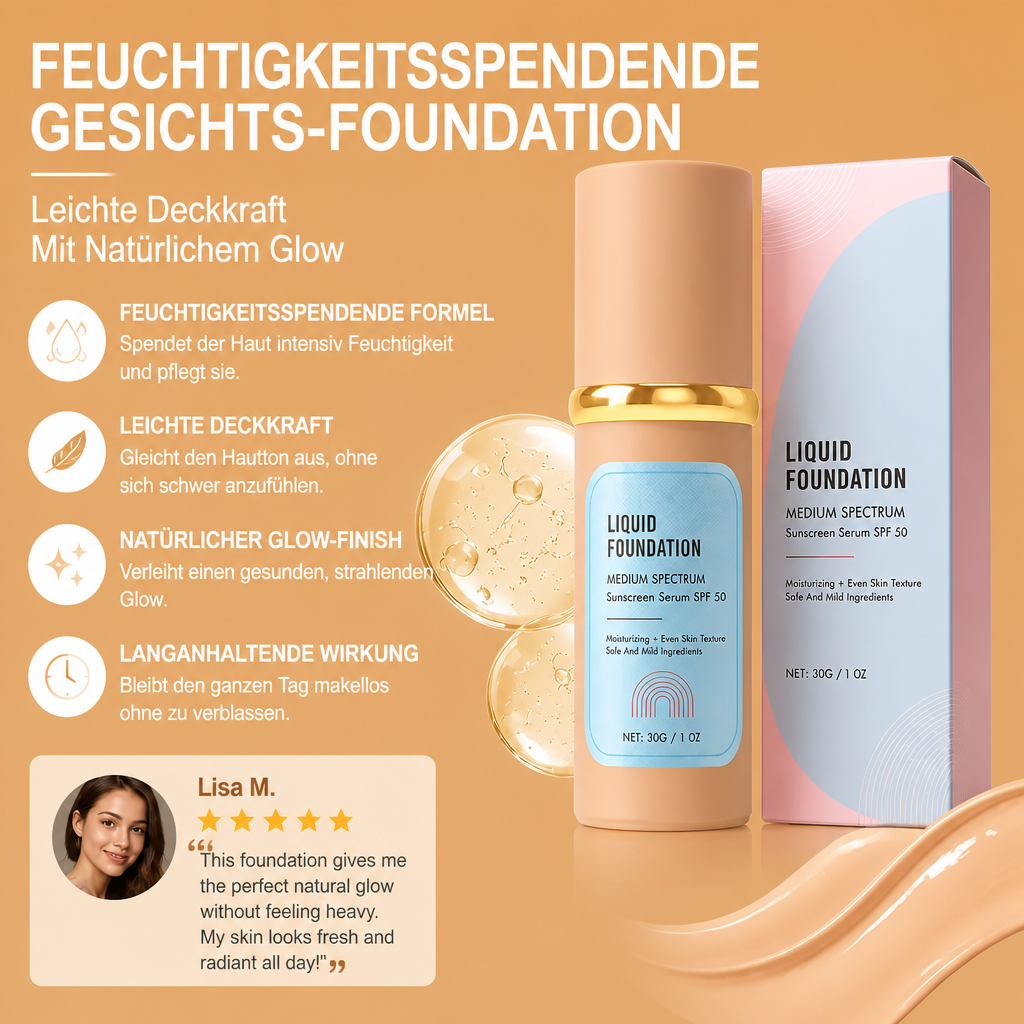 Feuchtigkeitsspendende Gesichts-Foundation – Leichte Deckkraft Mit Natürlichem Glow