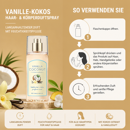 Vanille-Kokos-Haar- & Körperduftspray – Langanhaltender Duft Mit Feuchtigkeitspflege