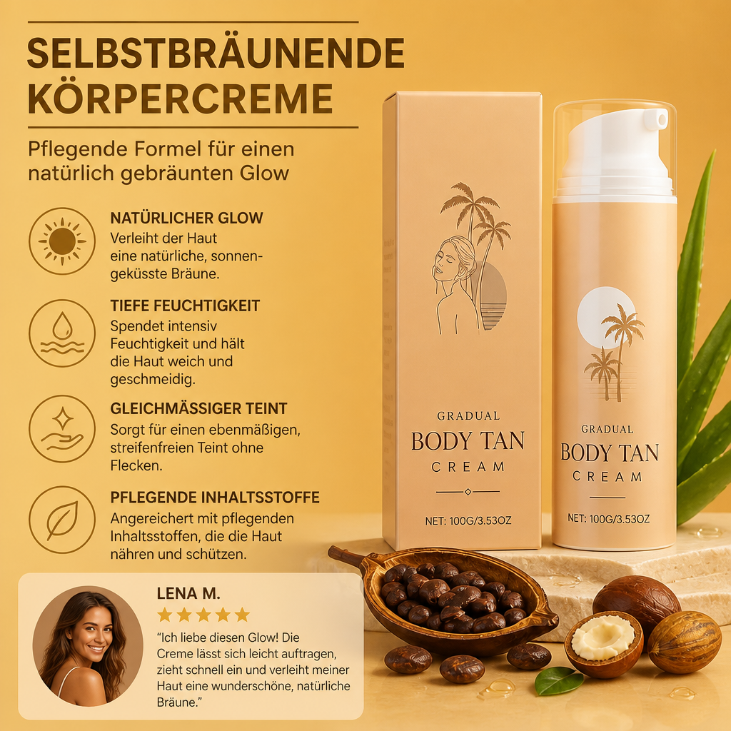 Selbstbräunende Körpercreme – Feuchtigkeitsspendende Formel Für Einen Natürlich Bronzenen Glow