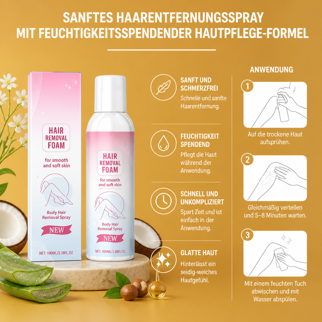 Sanftes Haarentfernungsspray Mit Feuchtigkeitsspendender Hautpflege-Formel