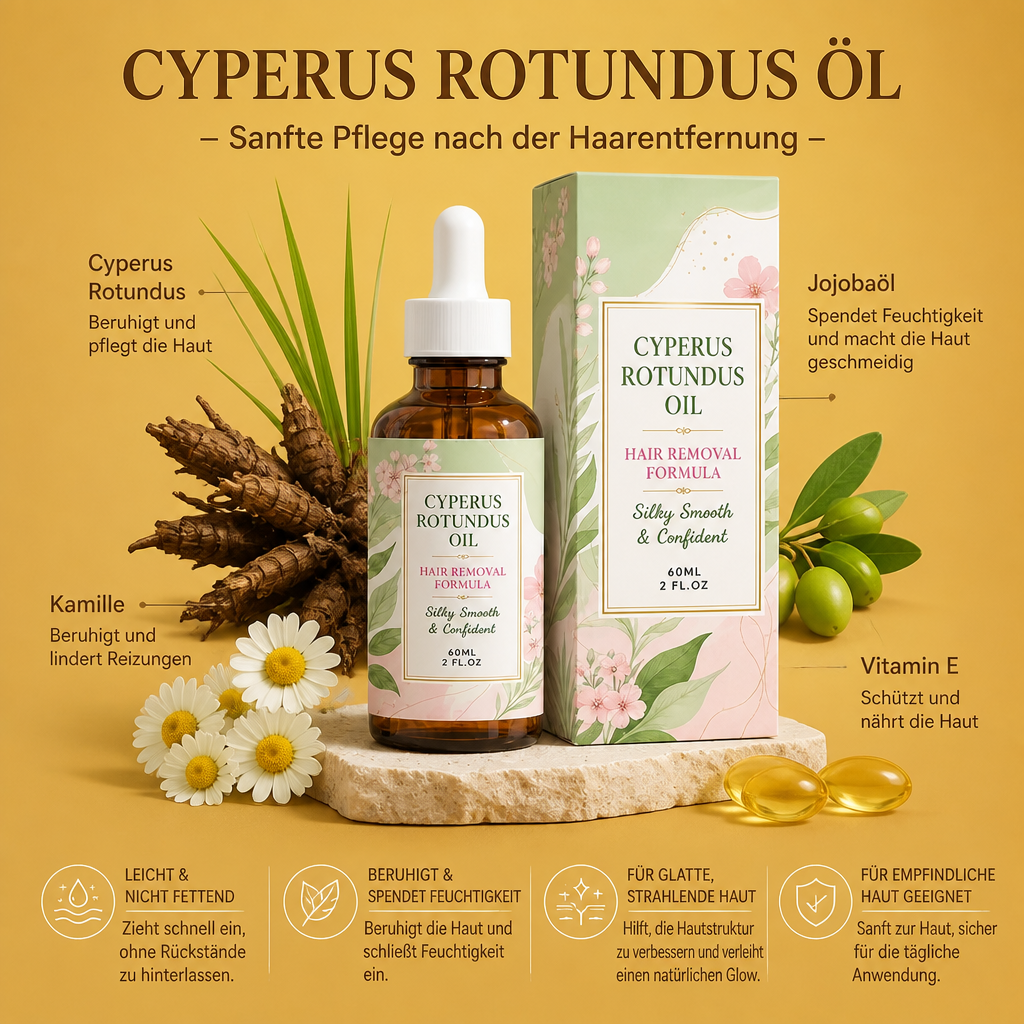 Cyperus-Rotundus-Öl – Leichte Hautpflege Nach Der Haarentfernung