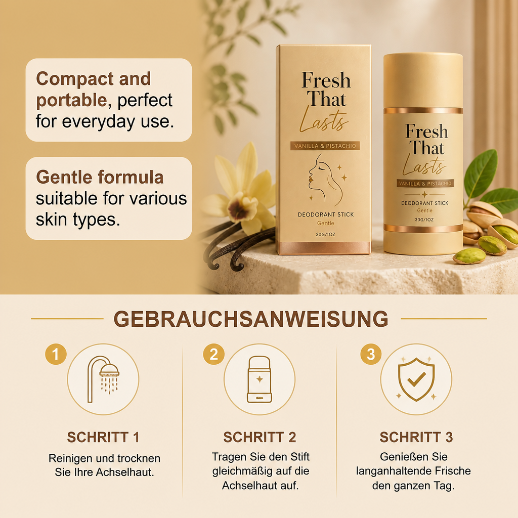 Langanhaltender Deodorant-Stick – Vanille- & Pistazien-Frische Den Ganzen Tag