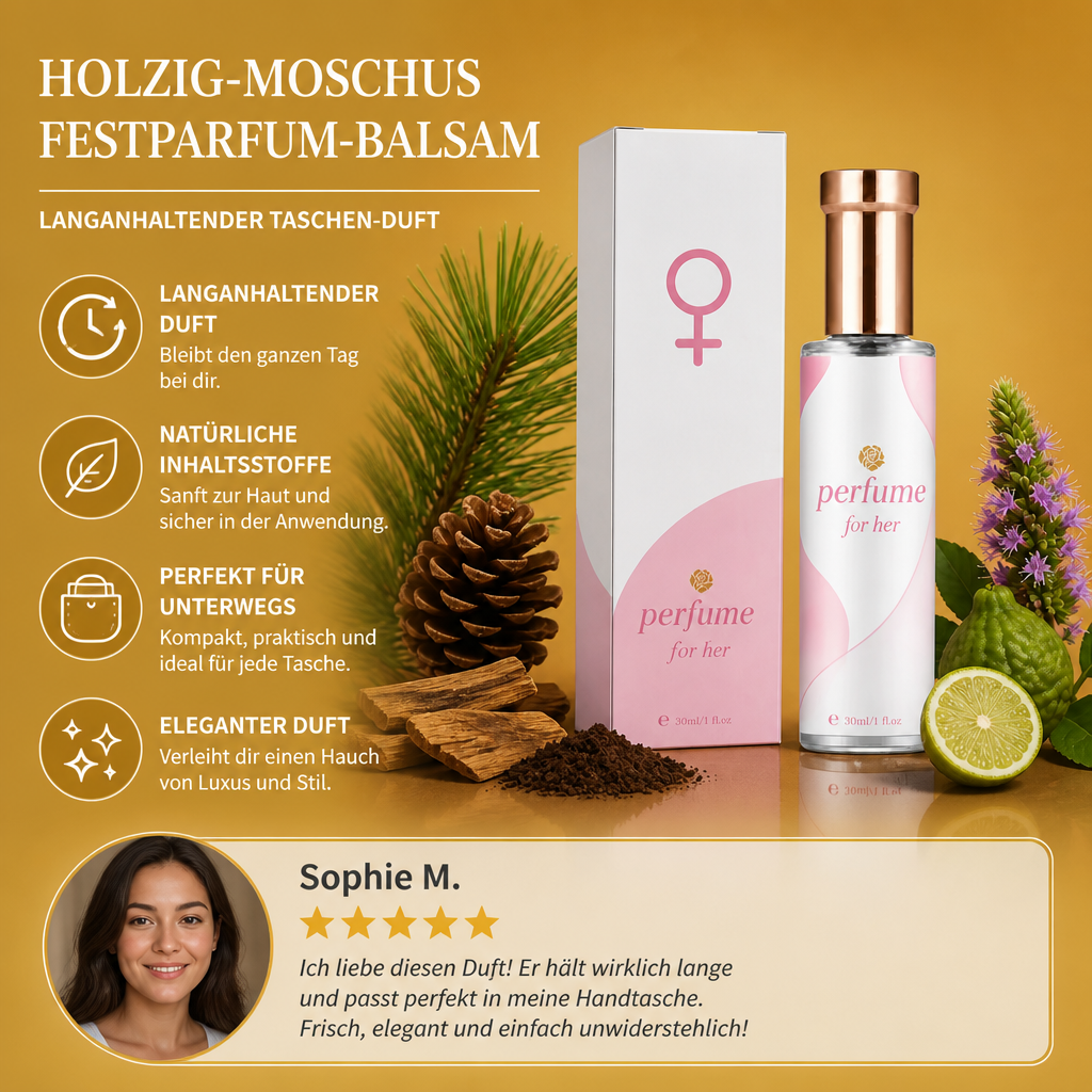 Holzig-Moschus-Festparfum-Balsam – Langanhaltender Taschen-Duft
