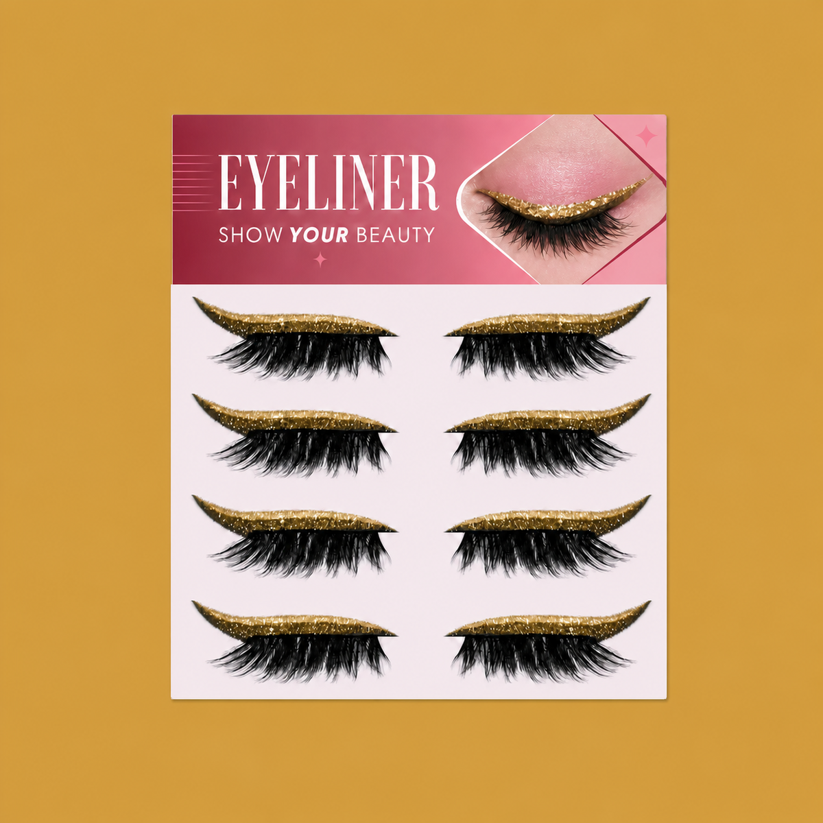 Glitzernde Winged-Eyeliner-Sticker – Einfacher Funkelnder Akzent Für Das Augen-Make-up