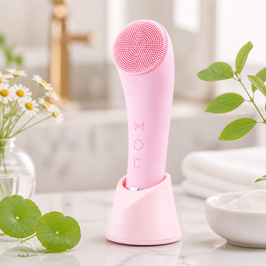 Elektrische Gesichtsreinigungsbürste mit Wärme und Vibration – Sanftes Peeling & Massage