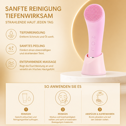Elektrische Gesichtsreinigungsbürste mit Wärme und Vibration – Sanftes Peeling & Massage