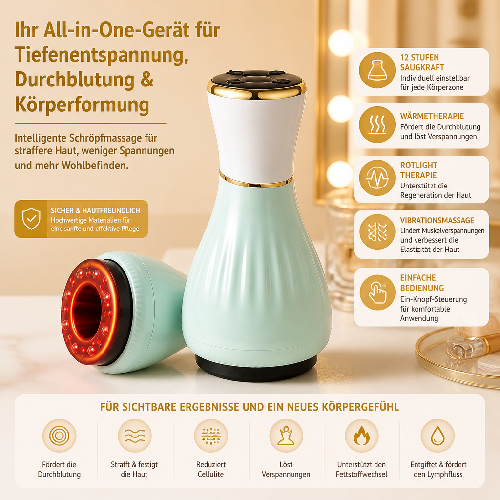 4-in-1-Handmassagegerät für die Tiefengewebsmassage mit Wärme, Vibration und Rotlichttherapie
