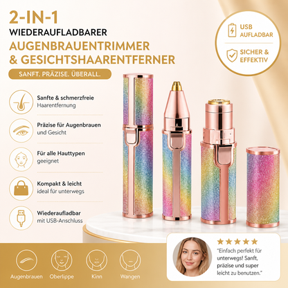 2-in-1 Wiederaufladbarer Augenbrauentrimmer & Gesichtshaarentferner