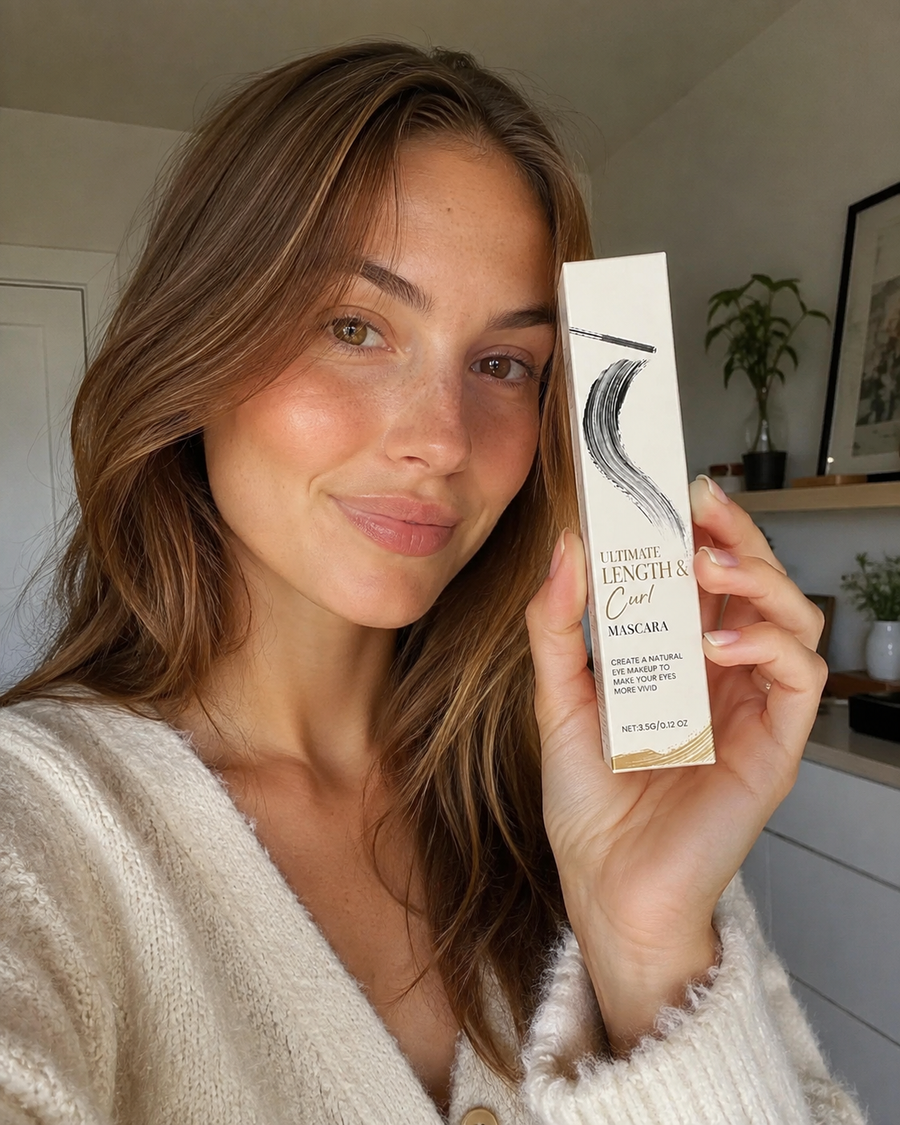 Kundin mit ausdrucksstarkem Wimpern-Look mit der Deutschen Beauty Mascara