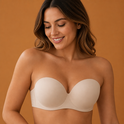 Trägerloser Bandeau Push-Up BH – Rutschfest, stützend & nahtlos für maximalen Halt