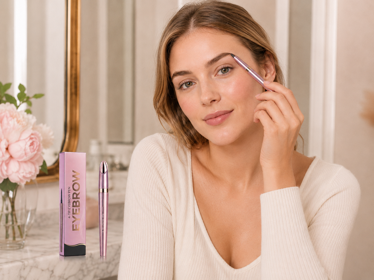 Aufwärts gerichtete haarähnliche Striche mit dem Deutsche Beauty Wasserfesten 4-Spitzen-Augenbrauenstift ziehen