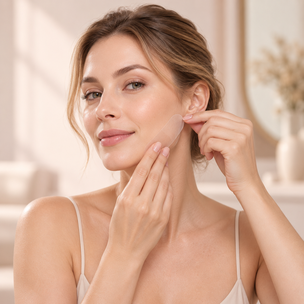 Step 2 - applying V-face lifting tape to the face