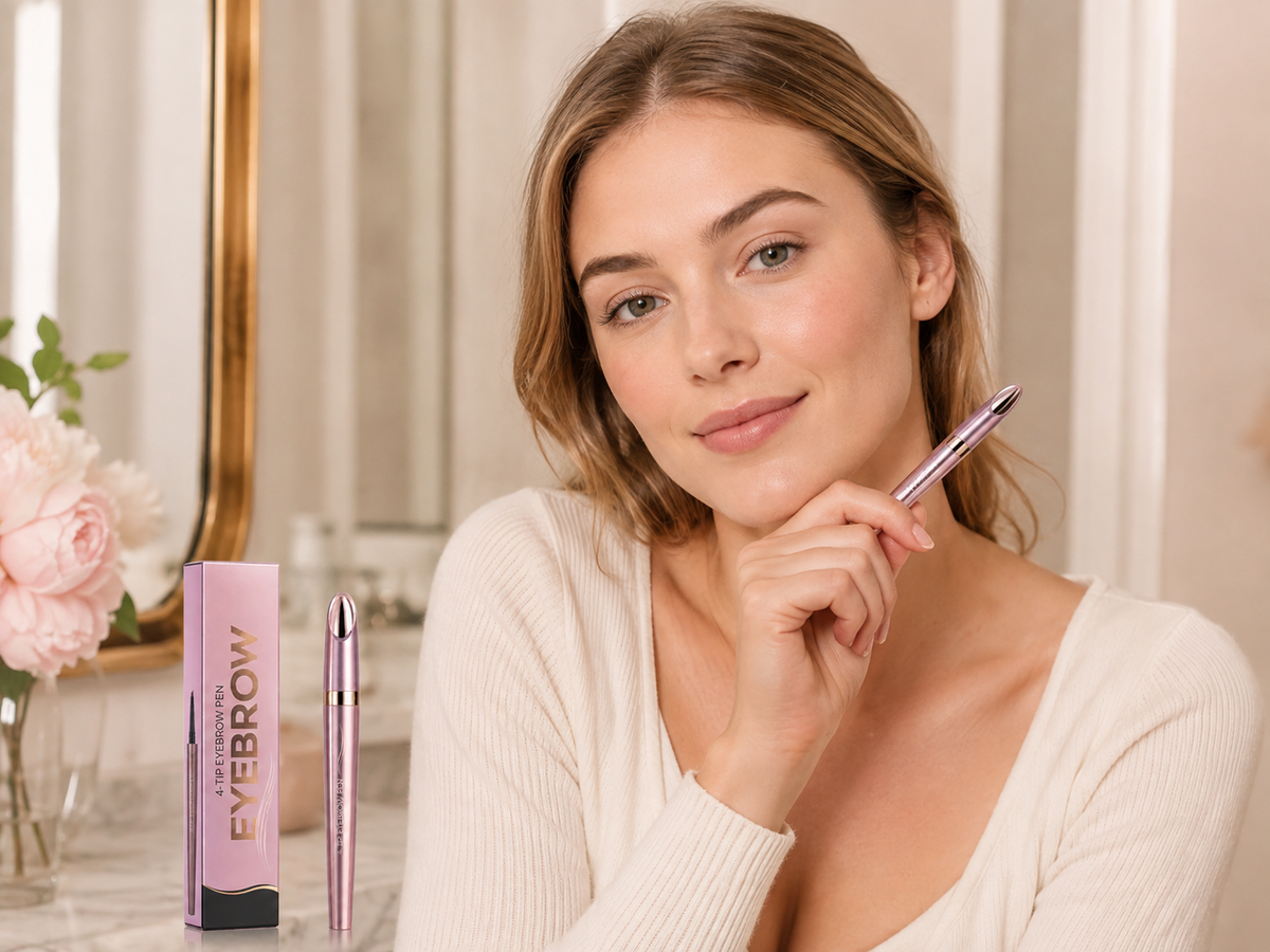 Fertiger Augenbrauen-Look nach der Anwendung des Deutsche Beauty Wasserfesten 4-Spitzen-Augenbrauenstifts